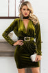 Long sleeve deep V-neck pencil skirt - ROUTINE FASHION